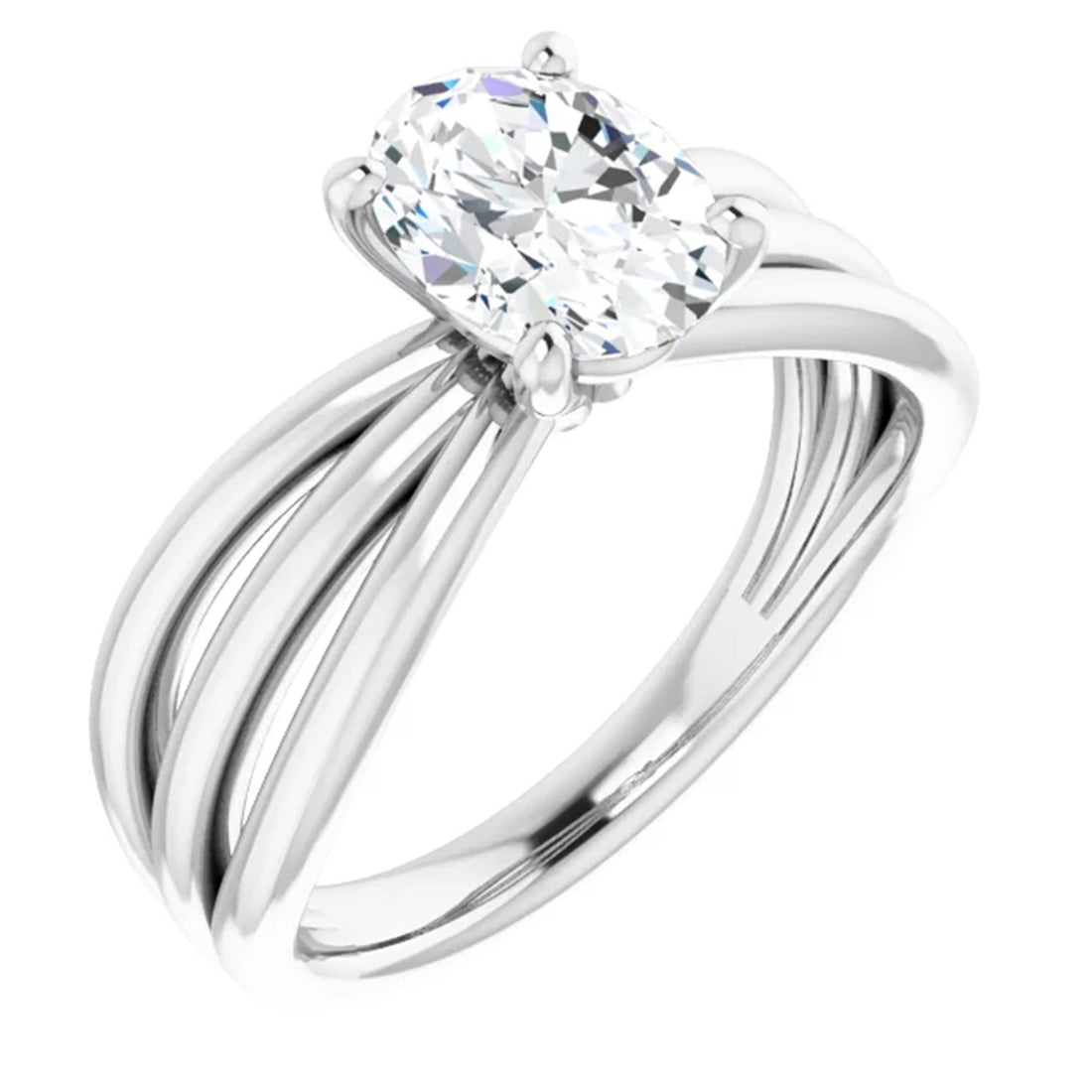 Oval Diamond Engagement Ring in solid 14k Gold