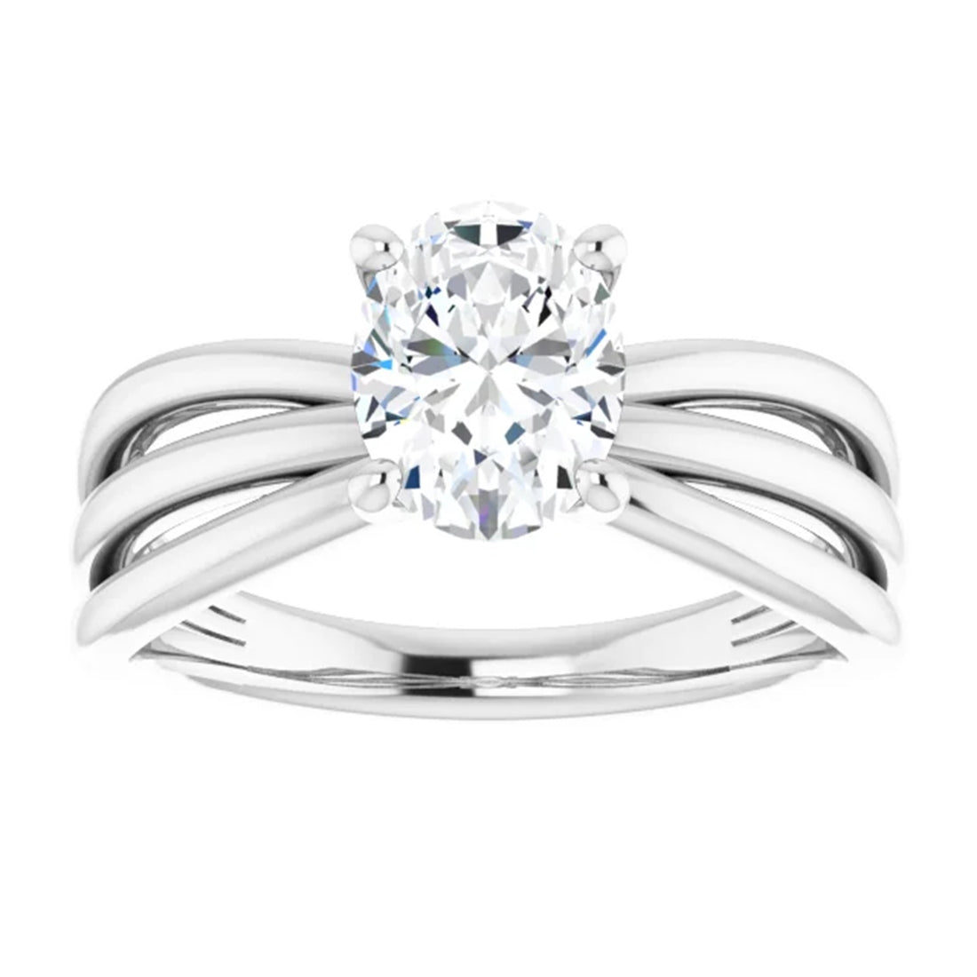 Oval Diamond Engagement Ring in solid 14k Gold