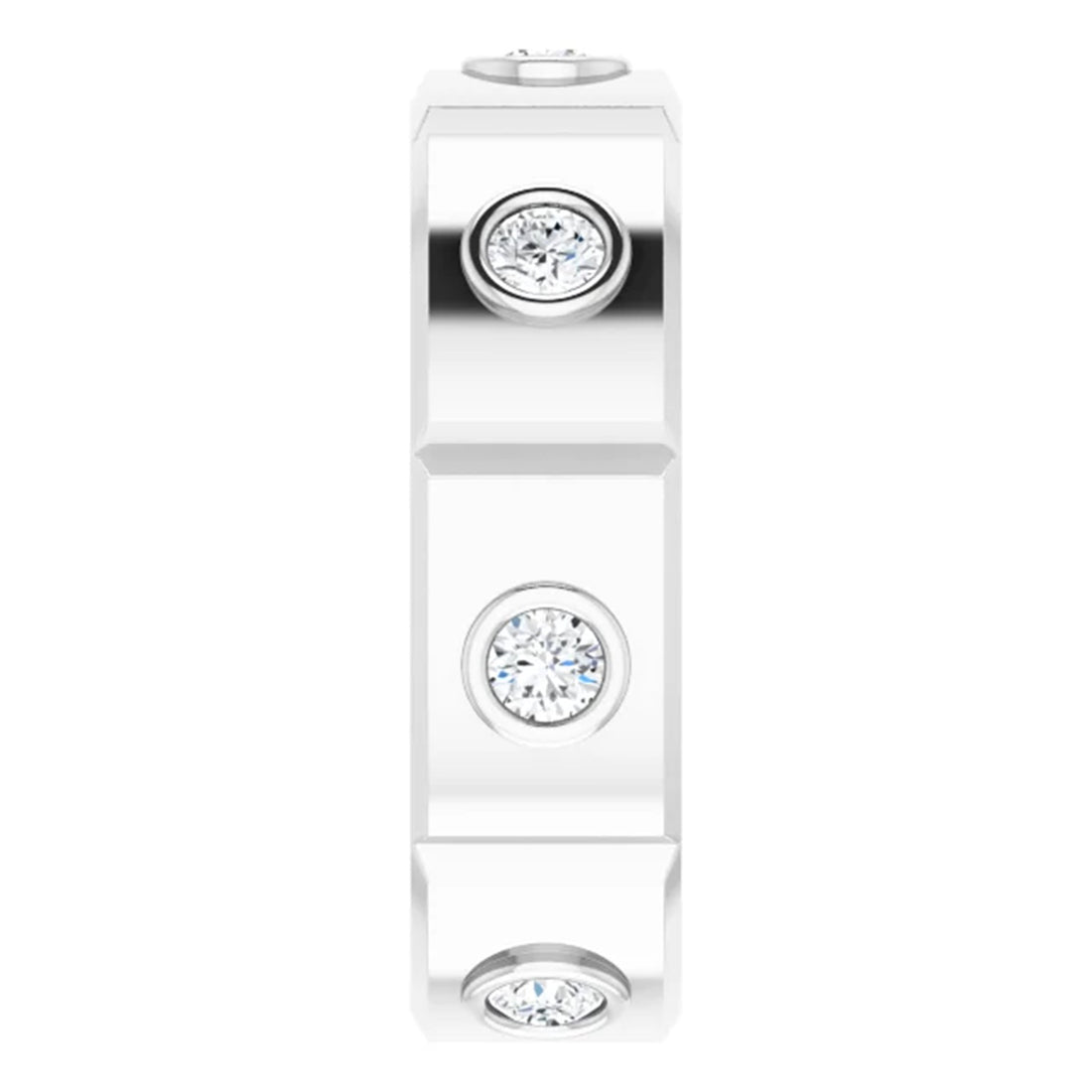 Men's Diamond Wedding Band, Mans Continuum Silver Ring, Silver Wedding Ring