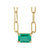 14k Gold Emerald Necklace Set East West with Paper Clip Chain
