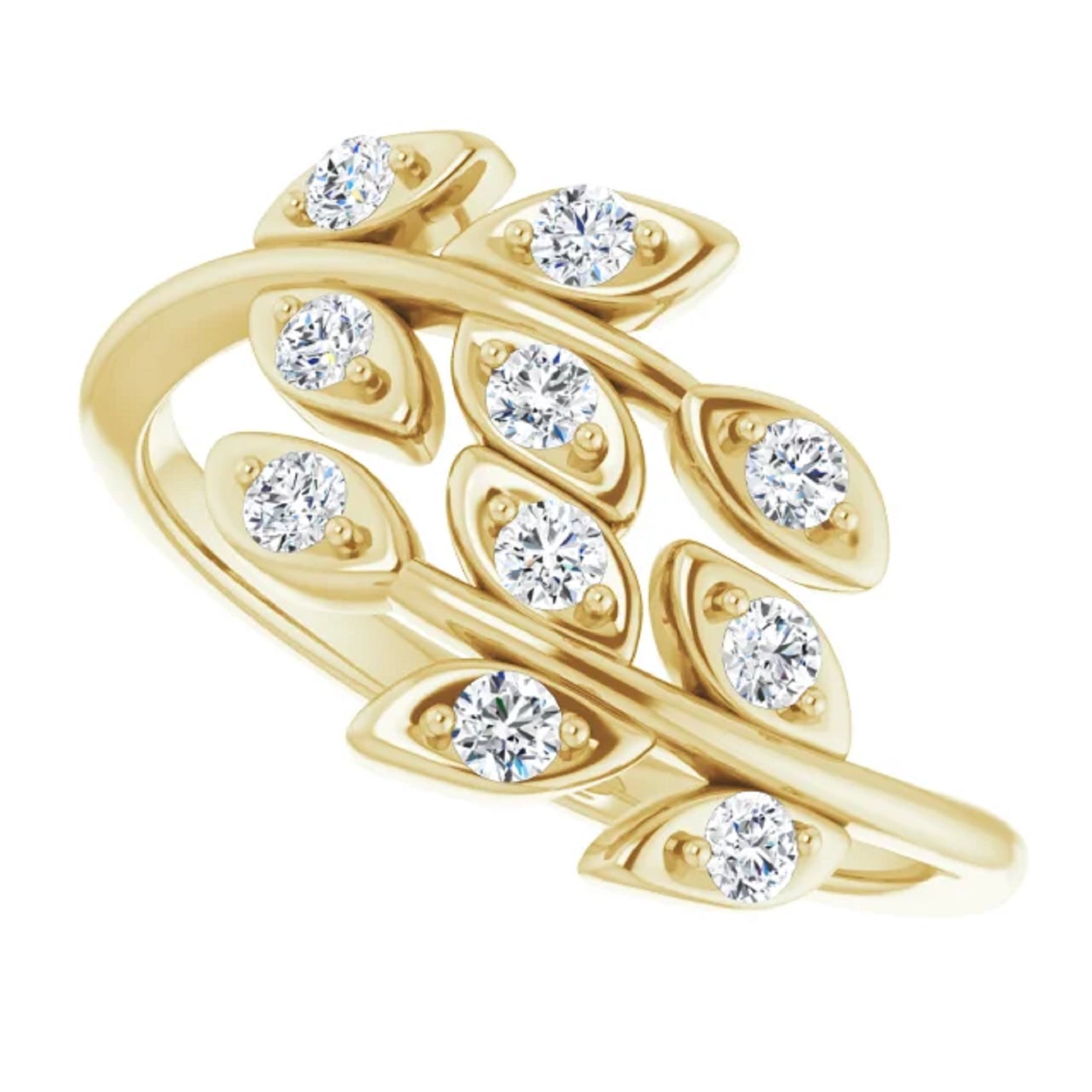 Diamond Leaf Statement Ring