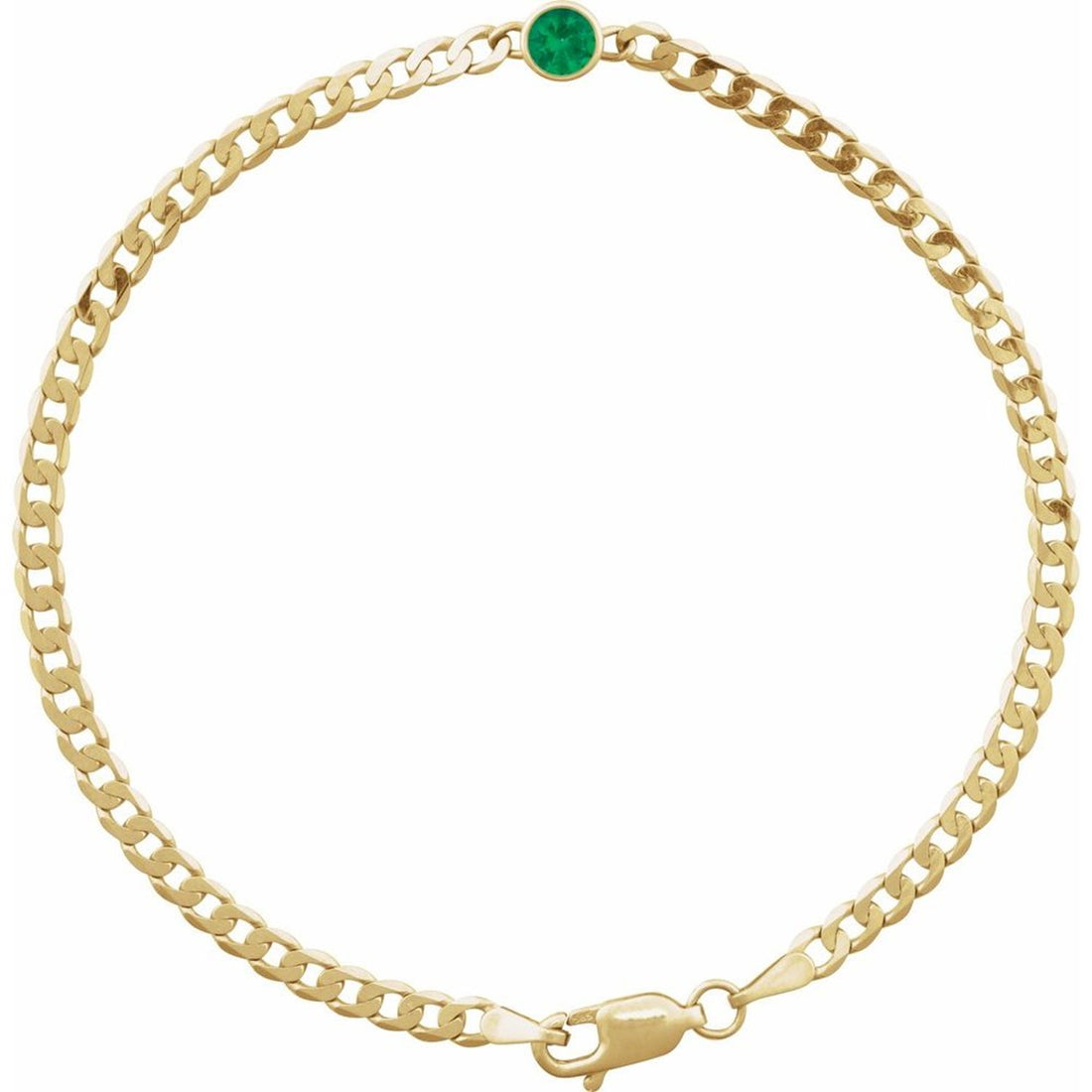 14k yellow gold Emerald Chain link Bracelet with lobster claw clasp
