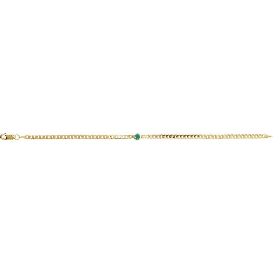 14k yellow gold Emerald Chain link Bracelet with lobster claw clasp