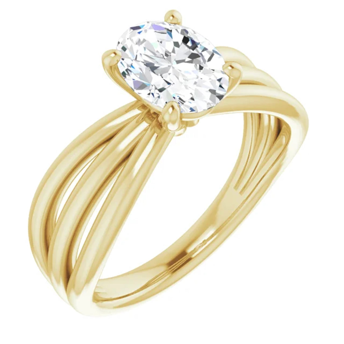 Oval Diamond Engagement Ring in solid 14k Gold