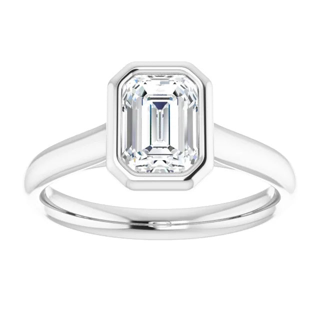 1 Carat Radiant Cut Diamond Engagement Ring in Bezel Setting