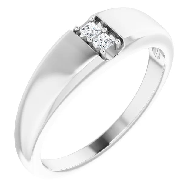 Mens Diamond Ring in Fine Silver
