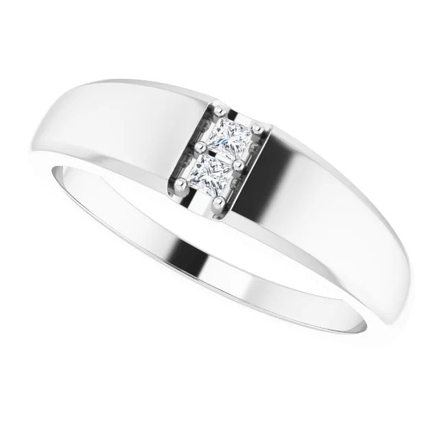 Mens Diamond Ring in Fine Silver