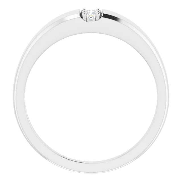 Mens Diamond Ring in Fine Silver
