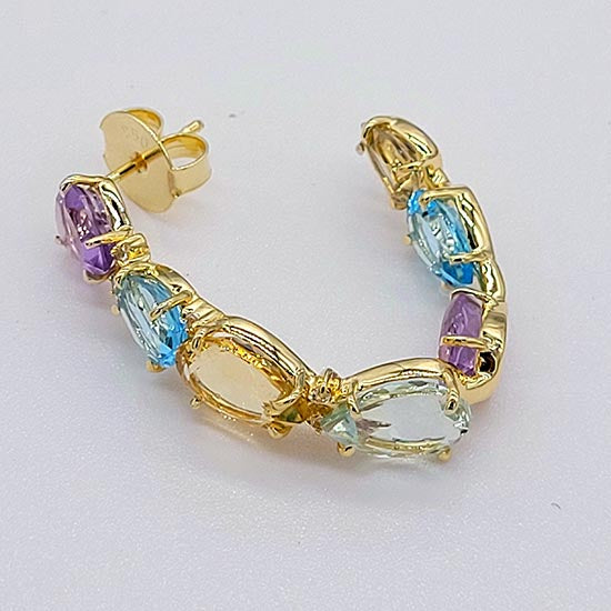 Multi-gemstone Hoop Earrings in Gold Vermeil