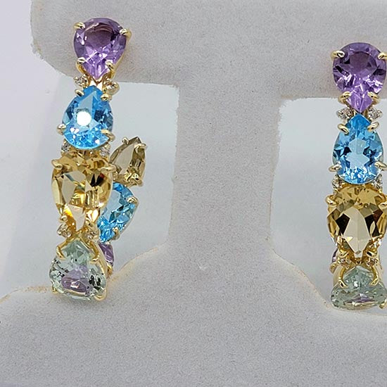 Multi-gemstone Hoop Earrings in Gold Vermeil