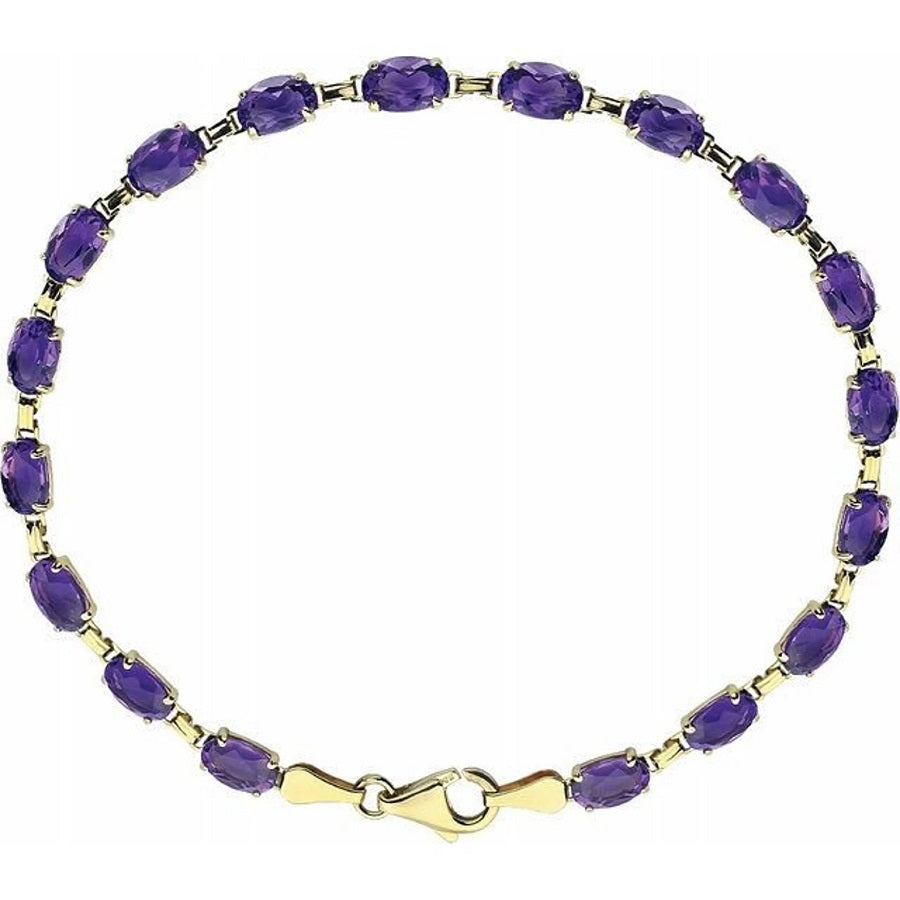 14k Gold Gemstone Tennis Bracelet in Peridot, Garnet, Citrine, Amethyst & Blue Topaz