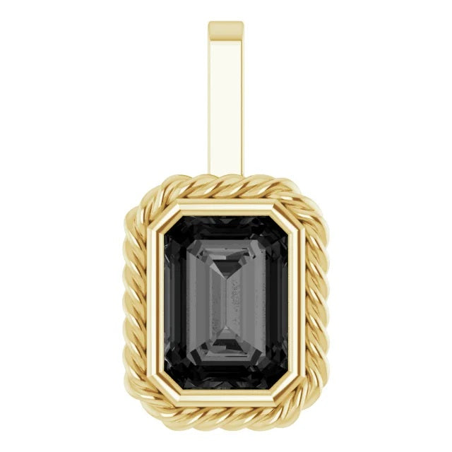 Natural Black Onyx Men's Pendant in Silver or 14k gold