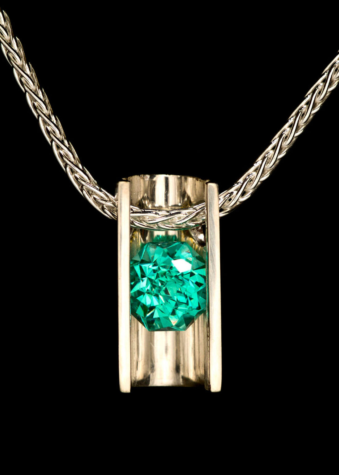 Blue-green Tourmaline Statement Necklace in Argentium Silver