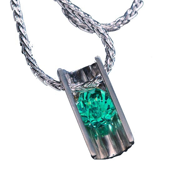 Blue-green Tourmaline Statement Necklace in Argentium Silver