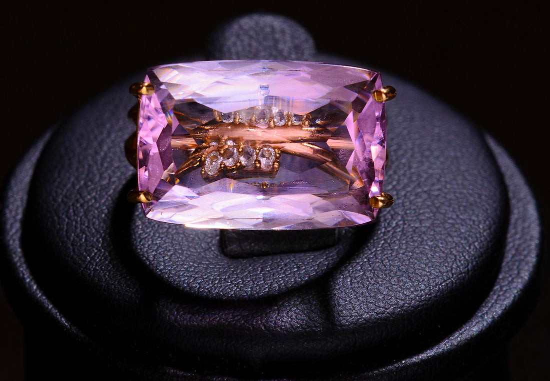 Pink Amethyst & White topaz Statement Ring