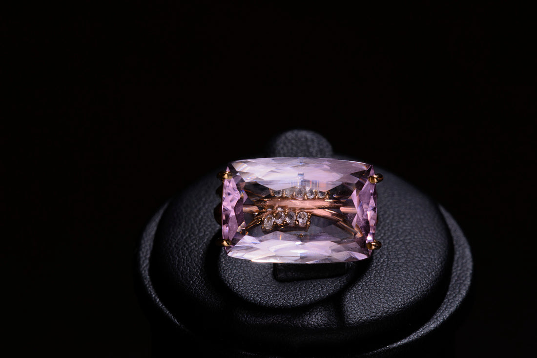 Pink Amethyst & White topaz Statement Ring