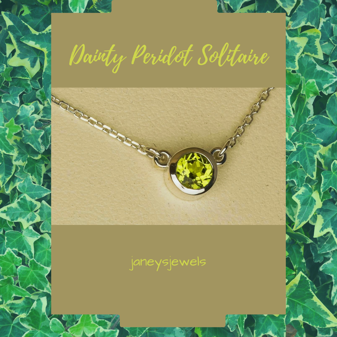 Peridot Birthstone Solitaire Bezel Necklace