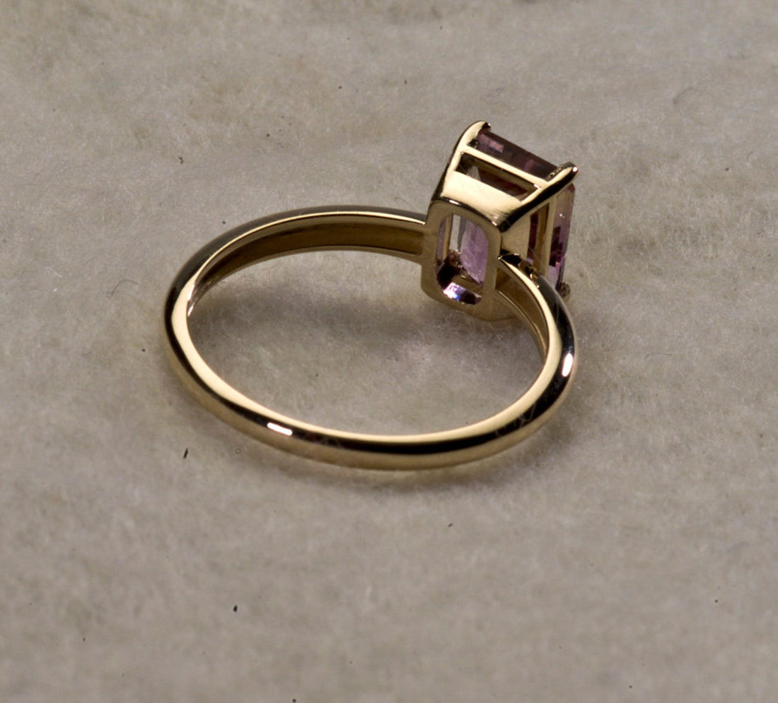 Emerald Cut Ametrine Ring in 14k Gold, Gemstone Engagement Ring