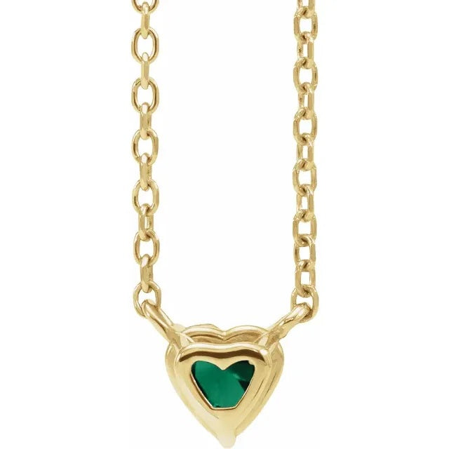 Emerald Heart Necklace, Emerald Pendant