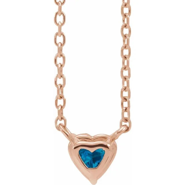 Topaz Heart Necklace, London Blue Topaz Pendant