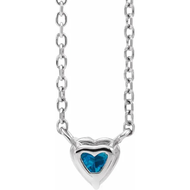 Topaz Heart Necklace, London Blue Topaz Pendant