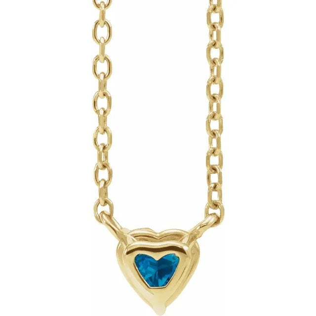 Topaz Heart Necklace, London Blue Topaz Pendant