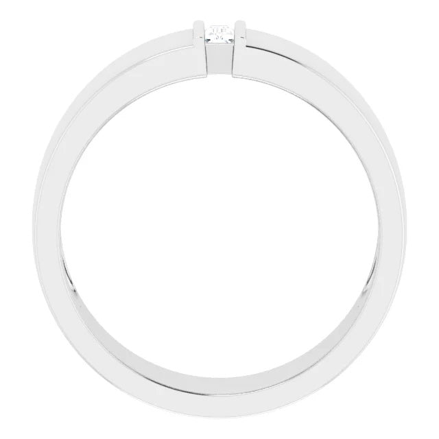 Mens Diamond Ring, Mens Engagement Ring in Fine Silver