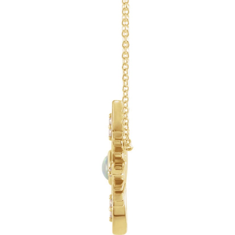 Opal Starburst Celestial Necklace in 14k Gold