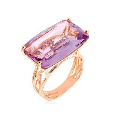Pink Amethyst & White topaz Statement Ring