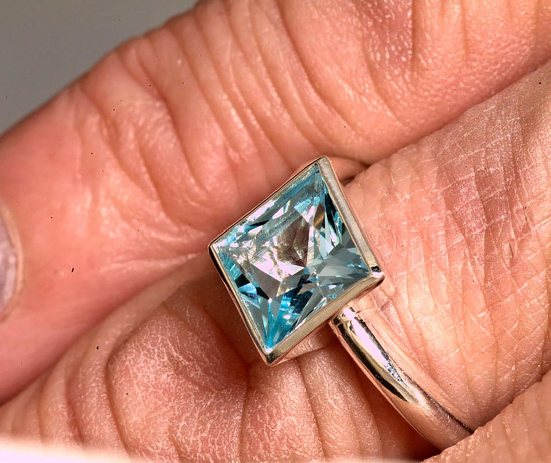 Sky Blue Topaz 2 Carat Silver Ring