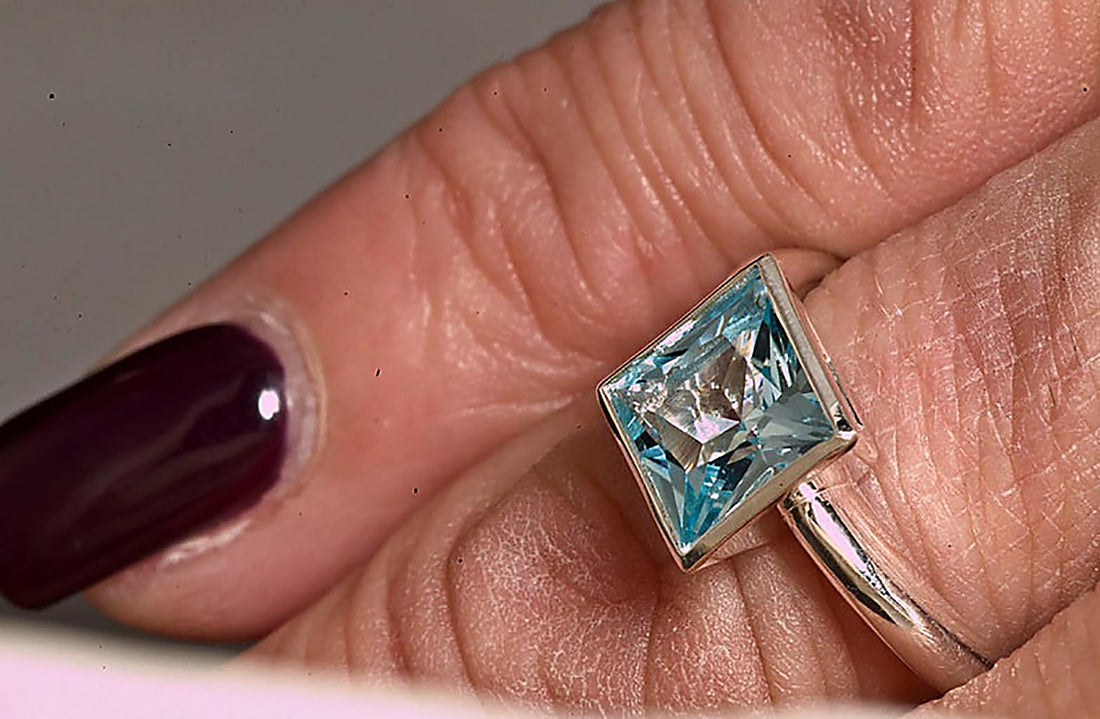 Sky Blue Topaz 2 Carat Silver Ring