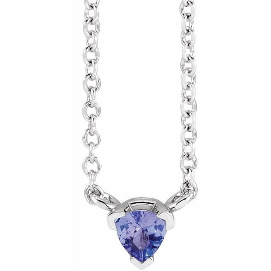 Tanzanite Trillion Dainty Necklace in 14k Gold or Silver