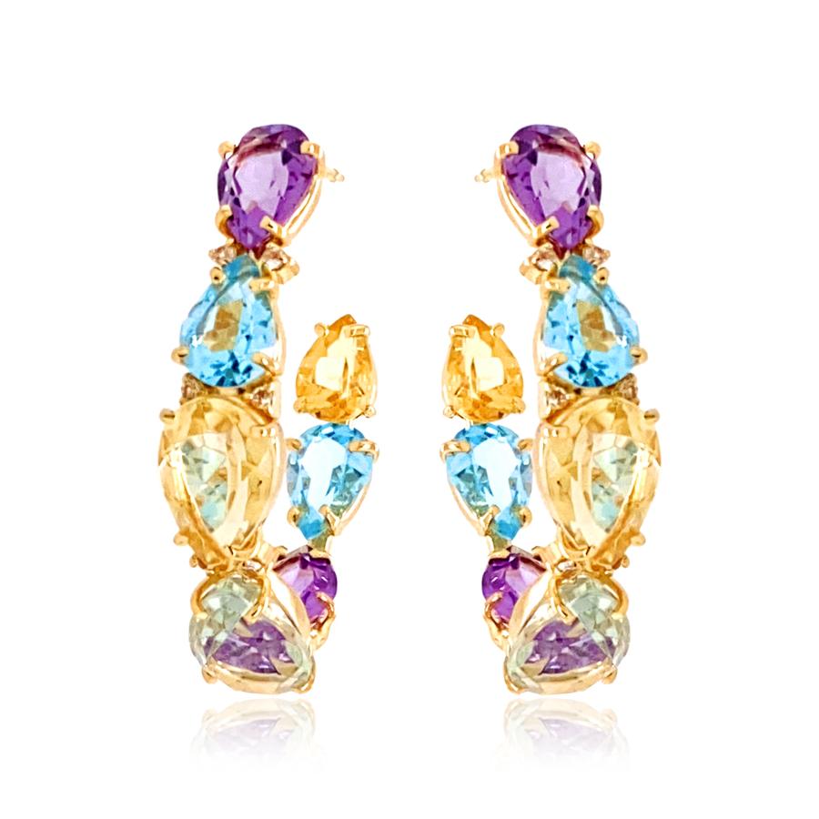Multi-gemstone Hoop Earrings in Gold Vermeil