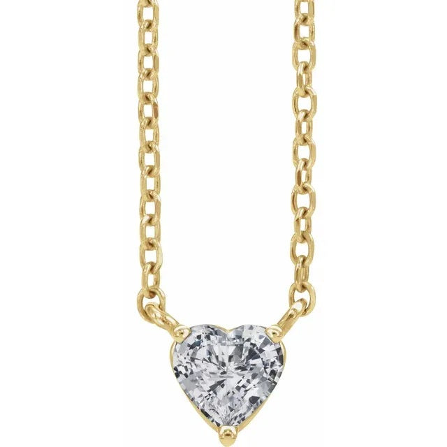 White Sapphire Heart Necklace, Sapphire Pendant