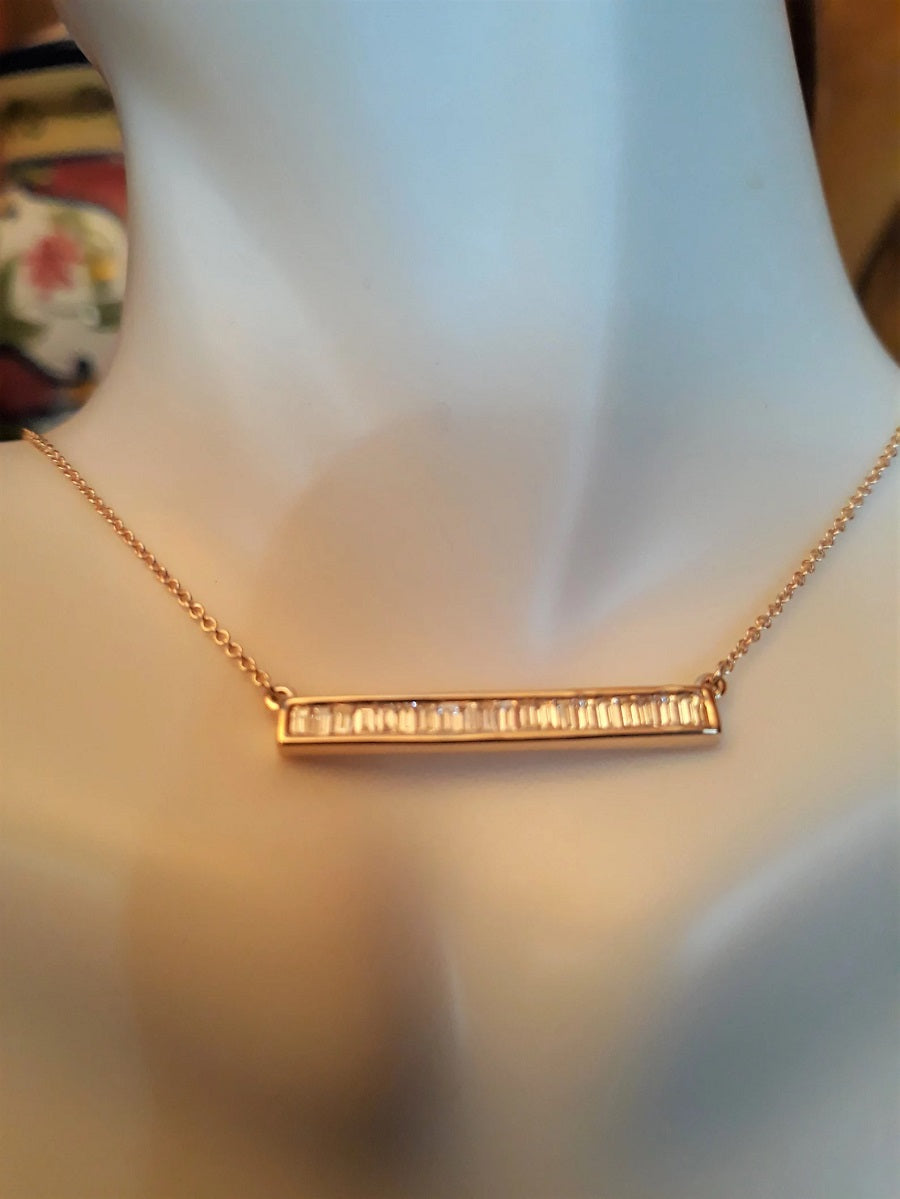 Baguette Diamond Bar Necklace