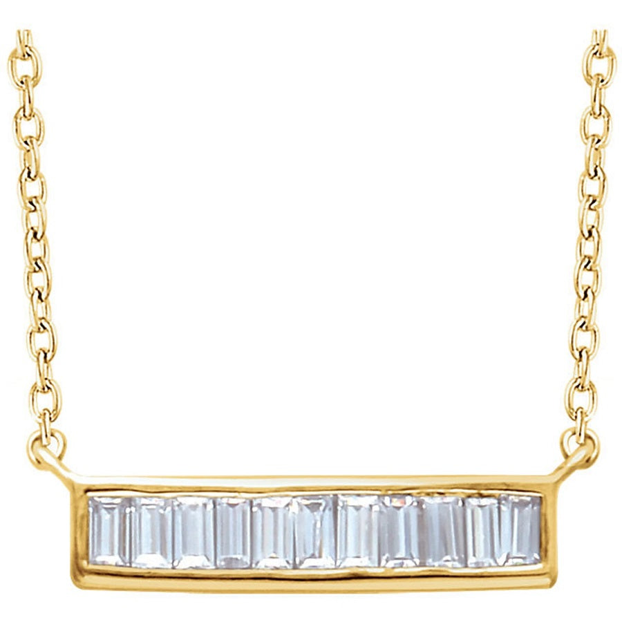 Baguette Diamond Bar Necklace