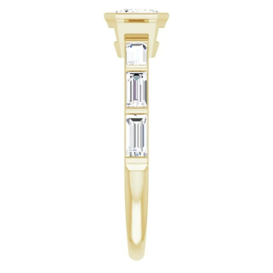Natural White Sapphire Emerald Cut Engagement Ring
