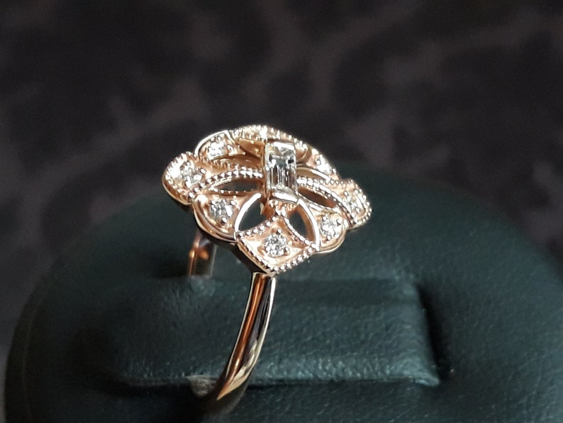 Vintage Engagement Ring, Diamond Ring, Unique Engagement Ring