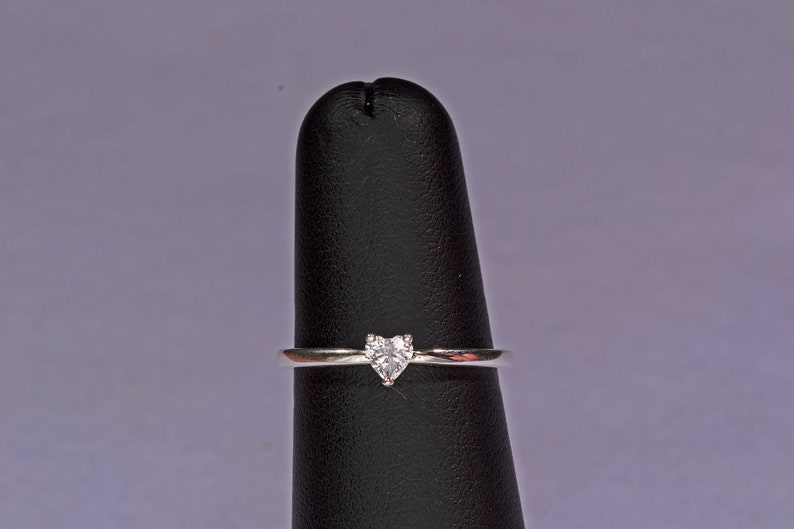 White Sapphire Engagement Ring, Heart Ring, Silver Promise Ring