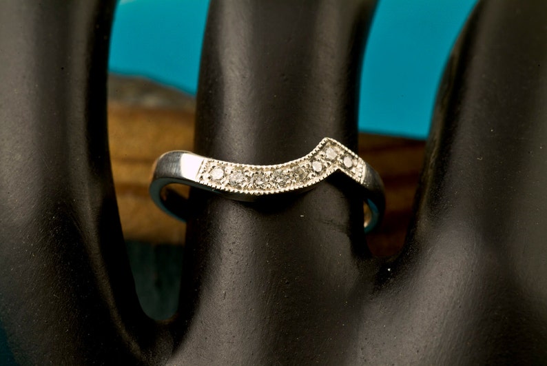 Diamond Pave Wedding Band, Curved Wedding Band