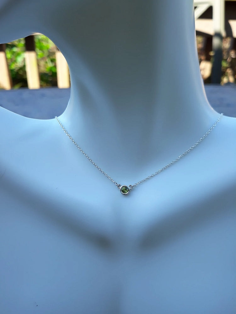 Peridot Birthstone Solitaire Bezel Necklace