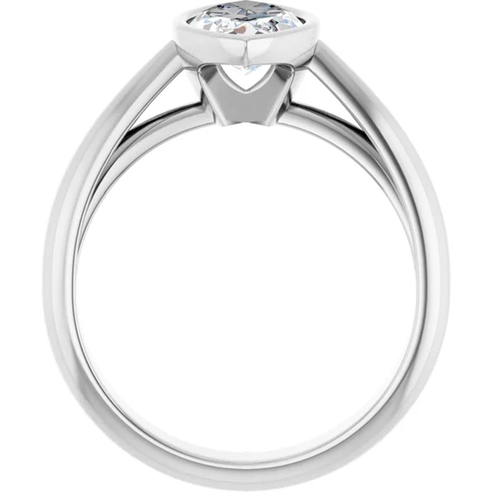 1.6 Carat Marquise Bezel Set Diamond Engagement Ring in 14k Gold