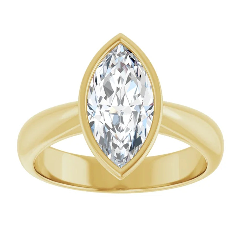 1.6 Carat Marquise Bezel Set Diamond Engagement Ring in 14k Gold