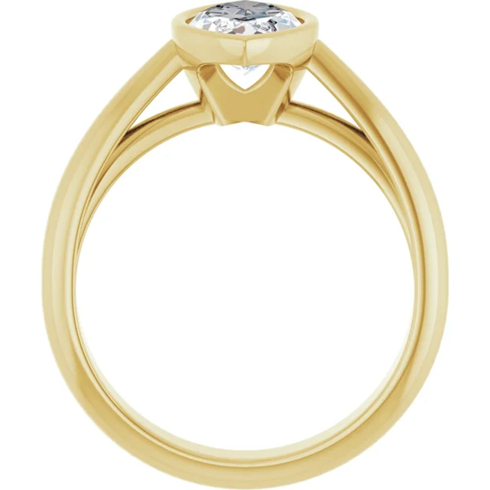 1.6 Carat Marquise Bezel Set Diamond Engagement Ring in 14k Gold