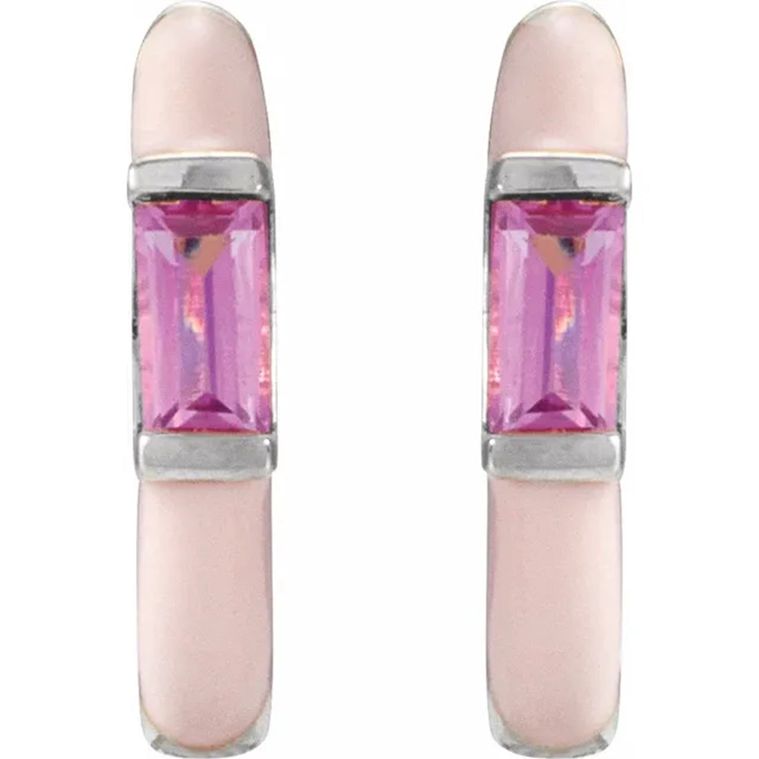 14k gold pink enamel & pink tourmaline earrings