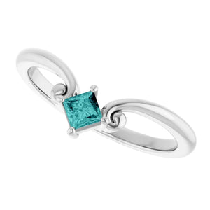 10k gold Natural Teal Sapphire Ring, September Birthstone Ring