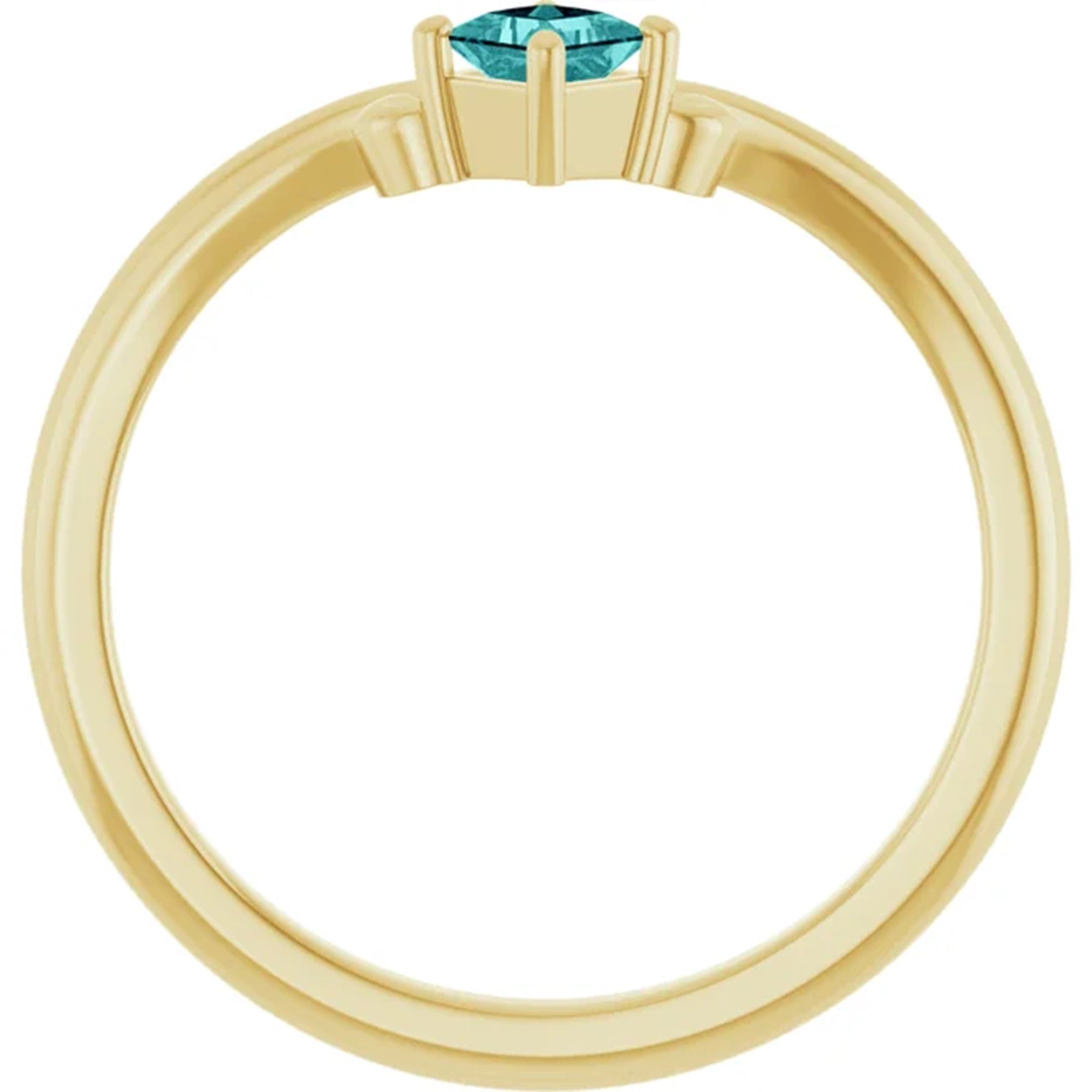 10k gold Natural Teal Sapphire Ring, September Birthstone Ring