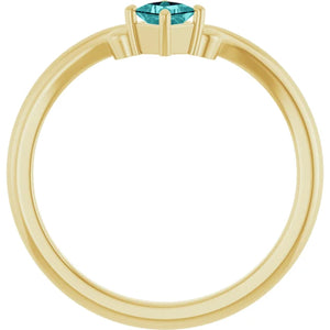 10k gold Natural Teal Sapphire Ring, September Birthstone Ring
