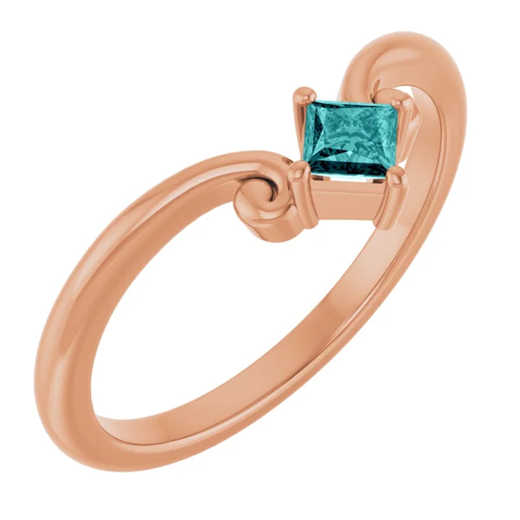 10k gold Natural Teal Sapphire Ring, September Birthstone Ring