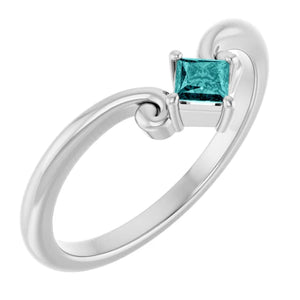 10k gold Natural Teal Sapphire Ring, September Birthstone Ring
